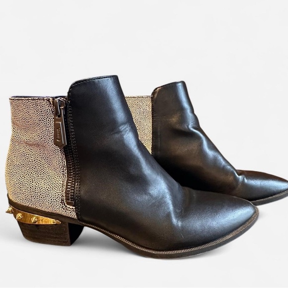 Sam Edelman Black and Gold Ankle Boots - Picture 2 of 8